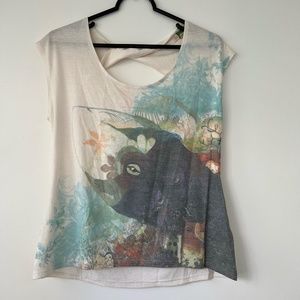 Anthropologie ETT twa | Aquatic Life Open Back Neutral Motif Tee Size XS